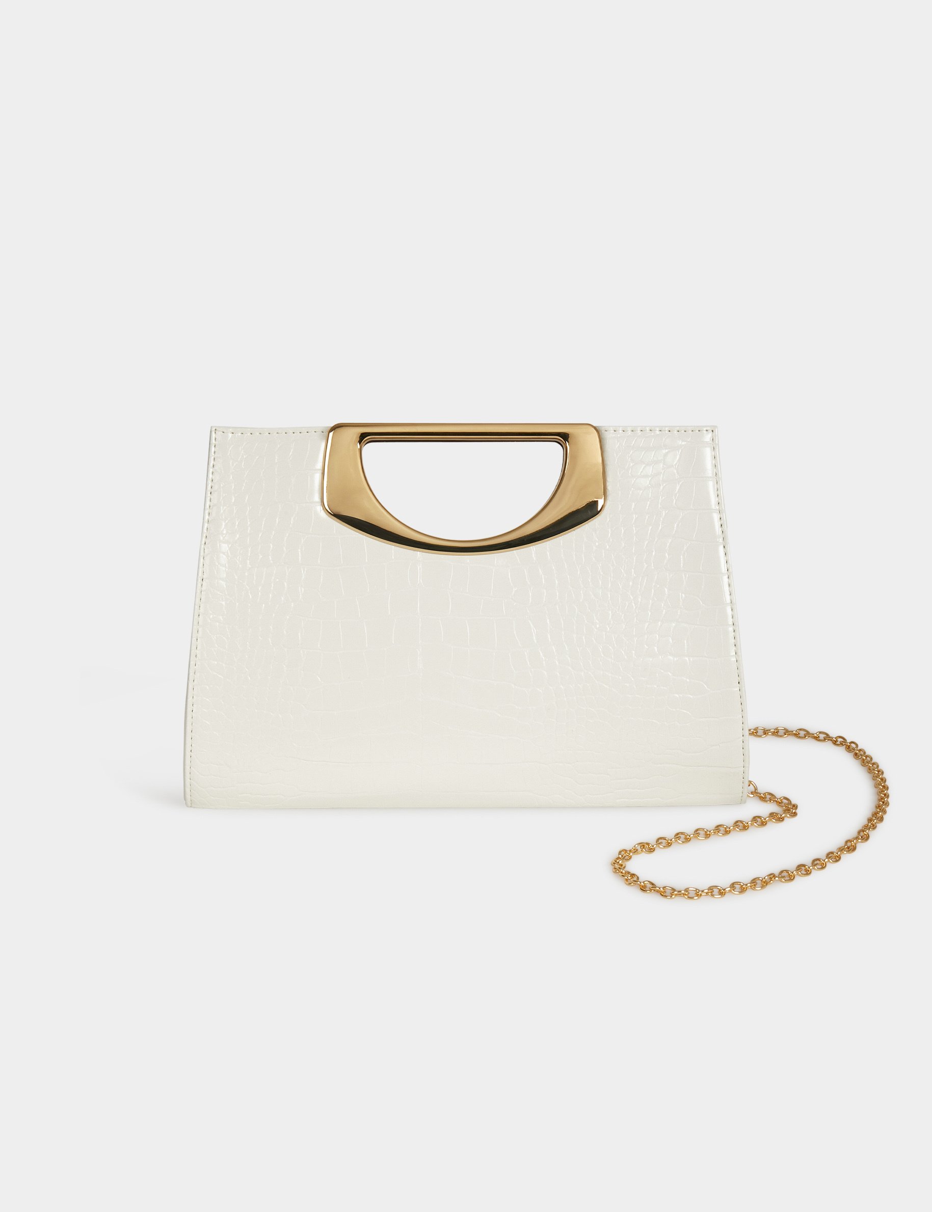 Bolso Cartera De Mano Efecto Cocodrilo Blanco Mujer Morgan