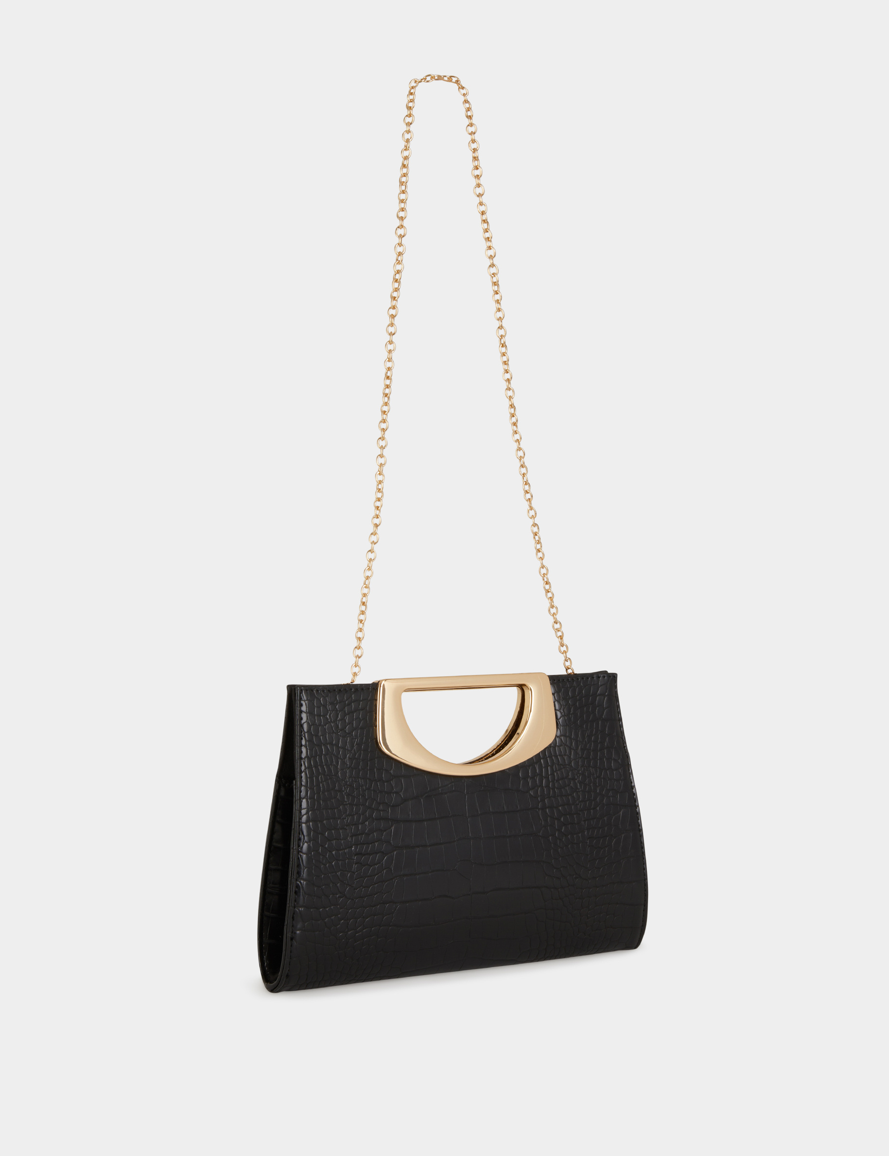 Bolso Cartera De Mano Efecto Cocodrilo Negro Mujer Morgan